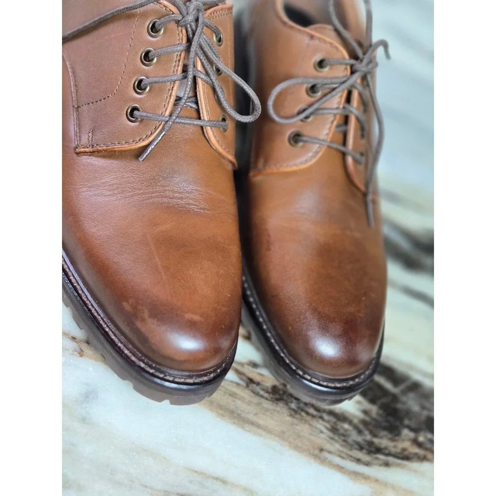 Mark Nason Los Angeles Mens Brown Leather Lug Sole Plain Toe Derby‎ Oxford Shoes